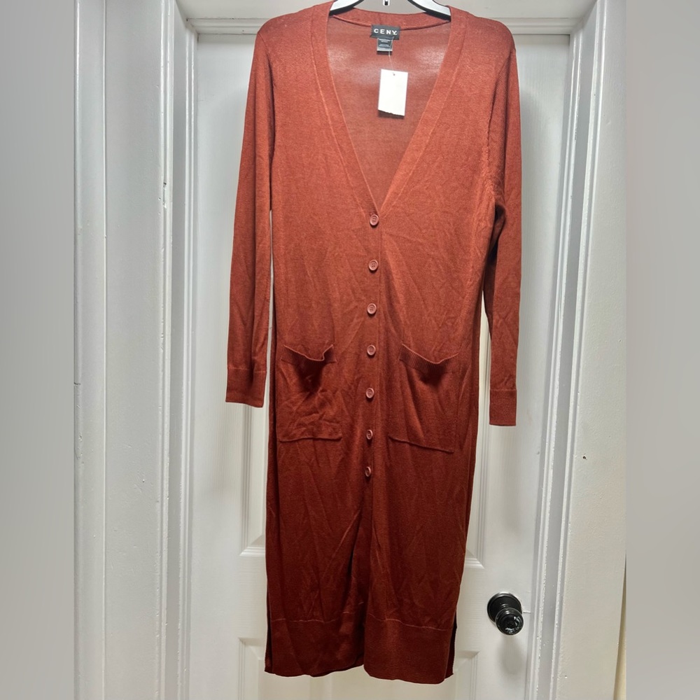 Ceny Sweaters | New Ceny Brown Long Button Down Cardigan | Color: Brown | Size:M
